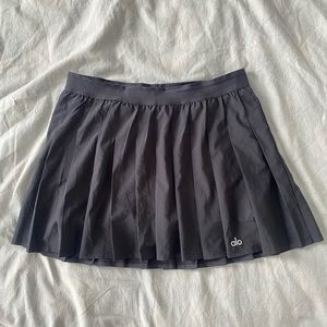 Alo Yoga Black Pleaded Varsity Tennis Skirt